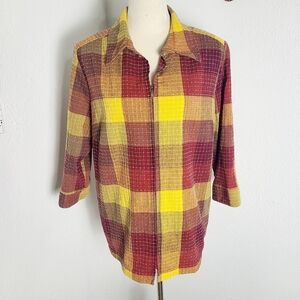 Allison Daley Multicolor 3/4 Zipper Blouse or Jacket, Size 14